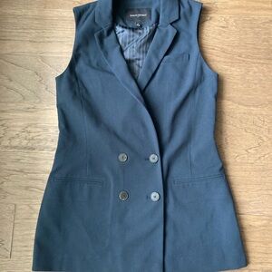 Banana Republic Black Double-Breasted Sleeveless Blazer Vest-Size 0